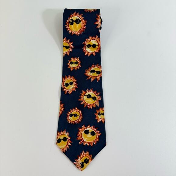 Save The Children Stephanie Age-7 Cool Summer Sun Silk Tie Blue Yellow Mens OS - Picture 2 of 7
